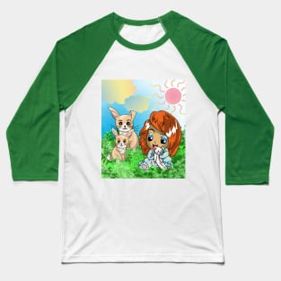 Cute Baby with her Bunny Friends Baseball T-Shirt